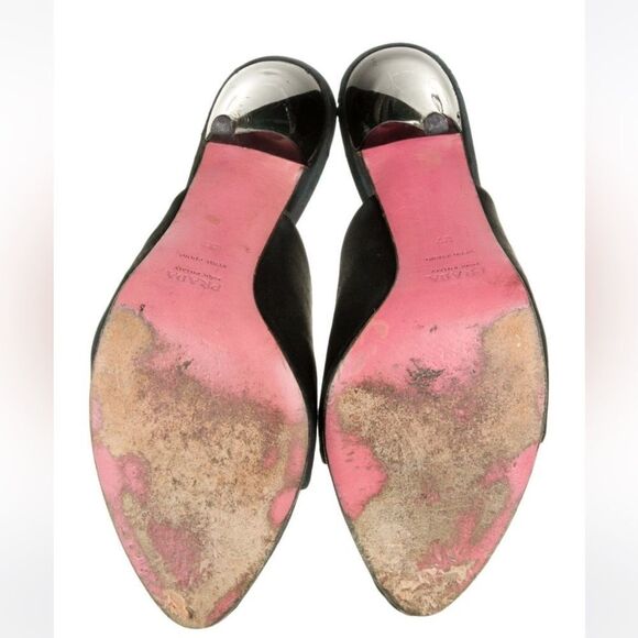 Black Prada Pointy Open Toe Satin Mule with clear heel size Size: 7 |US7, IT37 - Picture 5 of 5